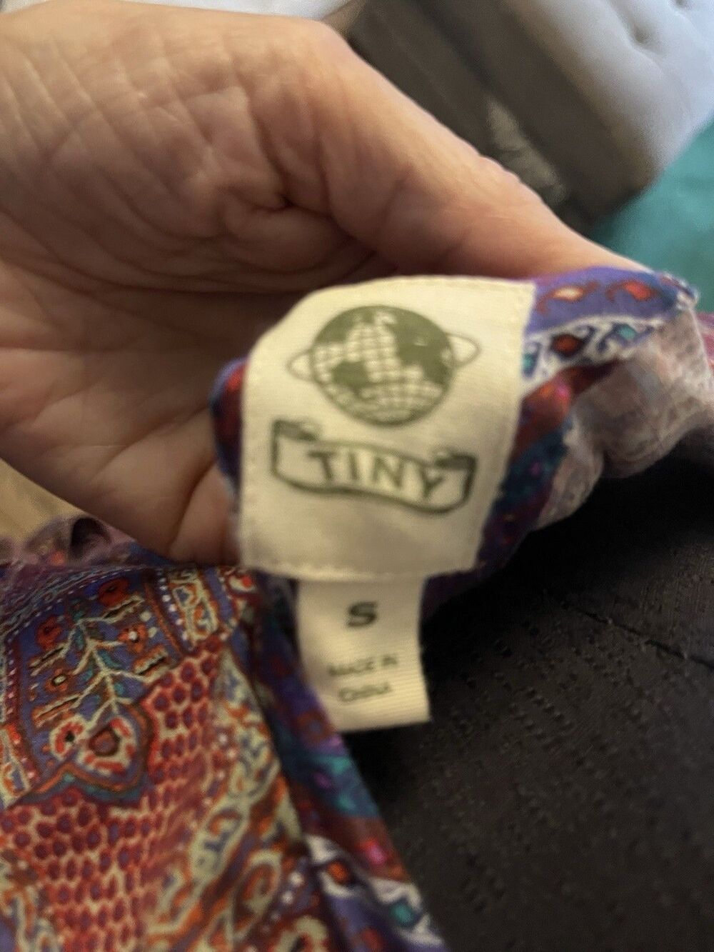 Anthropologie TINY Omina Mosaic boho kimono sleeve dress Festival Fall Sz S Midi - Picture 8 of 8